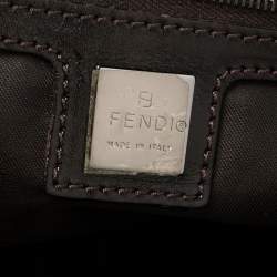 Pre Owned Fendi Brown/Beige Zucchino Canvas and Leather East West Satchel