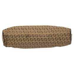 Pre Owned Fendi Brown/Beige Zucchino Canvas and Leather East West Satchel
