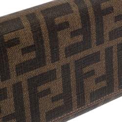Pre Owned Fendi Tobacco Zucca Coated Canvas Continental Wallet