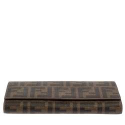 Pre Owned Fendi Tobacco Zucca Coated Canvas Continental Wallet