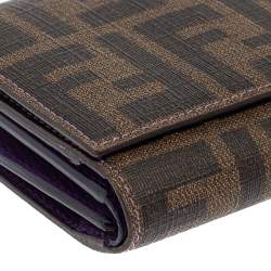 Pre Owned Fendi Tobacco Zucca Coated Canvas Continental Wallet