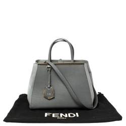 Pre Owned Fendi Grey Leather Medium 2Jours Tote