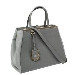 Pre Owned Fendi Grey Leather Medium 2Jours Tote