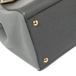 Pre Owned Fendi Grey Leather Medium 2Jours Tote