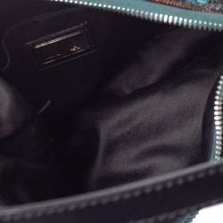 Pre Owned Fendi Green/Black Sequins and Leather Small Oyster Hobo