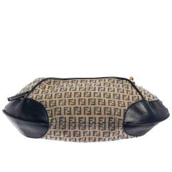 Pre Owned Fendi Beige/Blue Zucchino Canvas and Leather Pocket Chef Hobo