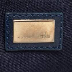 Pre Owned Fendi Beige/Blue Zucchino Canvas and Leather Pocket Chef Hobo