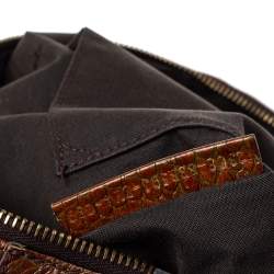 Pre Owned Fendi Tobacco Zucca Canvas and Croc Leather Chef Hobo