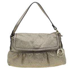 Pre Owned Fendi Metallic Gold Saffiano Leather Chef Shoulder Bag