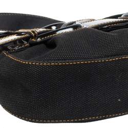 Pre Owned Fendi  Black Canvas And Patent Leather B Bis Shoulder Bag