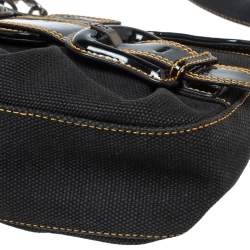 Pre Owned Fendi  Black Canvas And Patent Leather B Bis Shoulder Bag