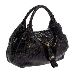 Pre Owned Fendi Black Nappa Leather Spy Hobo