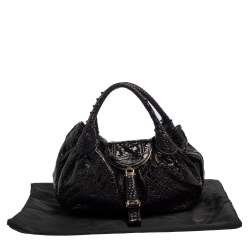Pre Owned Fendi Black Nappa Leather Spy Hobo
