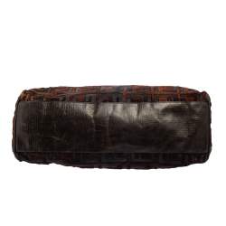 Pre Owned Fendi Brown Calfhair, Suede and Leather Chef De Jour Bag