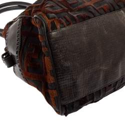 Pre Owned Fendi Brown Calfhair, Suede and Leather Chef De Jour Bag