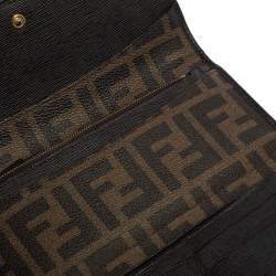 Pre Owned Fendi Tobacco Zucca Coated Canvas and Leather Continental Wallet