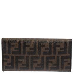 Pre Owned Fendi Tobacco Zucca Coated Canvas and Leather Continental Wallet