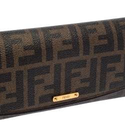 Pre Owned Fendi Tobacco Zucca Coated Canvas and Leather Continental Wallet