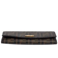 Pre Owned Fendi Tobacco Zucca Coated Canvas and Leather Continental Wallet
