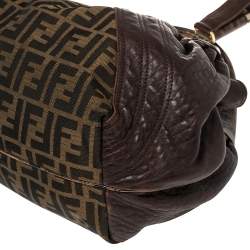 Pre Owned Fendi Tobacco Zucca Canvas and Leather Spy Bag