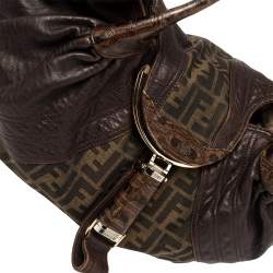 Pre Owned Fendi Tobacco Zucca Canvas and Leather Spy Bag