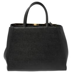 Pre Owned Fendi Black Leather Medium 2Jours Tote