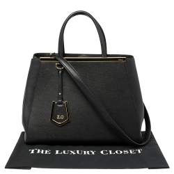 Pre Owned Fendi Black Leather Medium 2Jours Tote