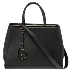 Pre Owned Fendi Black Leather Medium 2Jours Tote