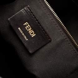 Pre Owned Fendi Tobacco/Black Pequin Stripe Coated Canvas and Leather Hobo Bag