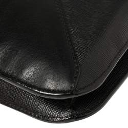 Pre Owned Fendi Black Leather Large 2Jours Wrislet Envelope Clutch