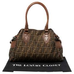 Pre Owned Fendi Tobacco Zucca Canvas and Leather Chef De Jour Bag