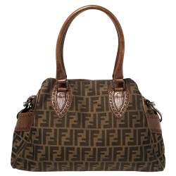 Pre Owned Fendi Tobacco Zucca Canvas and Leather Chef De Jour Bag