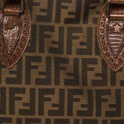 Pre Owned Fendi Tobacco Zucca Canvas and Leather Chef De Jour Bag