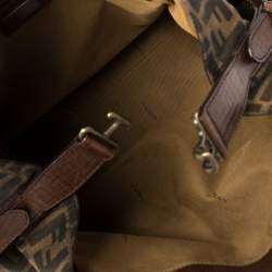 Pre Owned Fendi Tobacco Zucca Canvas and Leather Chef De Jour Bag