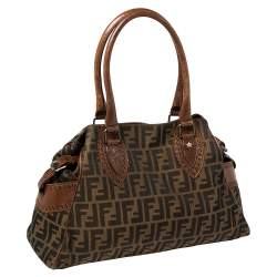 Pre Owned Fendi Tobacco Zucca Canvas and Leather Chef De Jour Bag