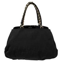 مملوكة مسبقًا حقيبة كتف فندي ميا كانفاس زوكا توباكو/أسود كبيرة