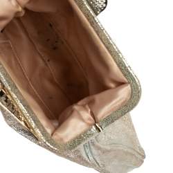 Pre Owned Fendi Metallic Silver Suede Borderline Clutch