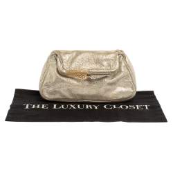 Pre Owned Fendi Metallic Silver Suede Borderline Clutch