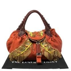 Pre Owned Fendi Multicolor Leather, Beaded and Fringe Embellished Spy Bag