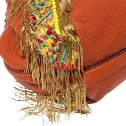 Pre Owned Fendi Multicolor Leather, Beaded and Fringe Embellished Spy Bag