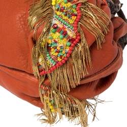 Pre Owned Fendi Multicolor Leather, Beaded and Fringe Embellished Spy Bag
