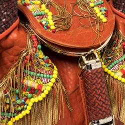Pre Owned Fendi Multicolor Leather, Beaded and Fringe Embellished Spy Bag