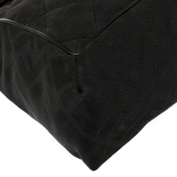 Fendi Black Zucca Quilted Canvas Maxi Baguette Flap Shoulder Bag