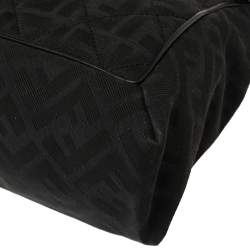 Fendi Black Zucca Quilted Canvas Maxi Baguette Flap Shoulder Bag