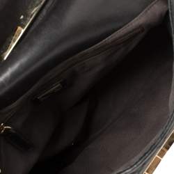 Fendi Black Zucca Quilted Canvas Maxi Baguette Flap Shoulder Bag