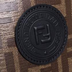 Pre Owned Fendi Brown Zucca Coated Canvas and Leather Small Peekaboo Defender Pouch