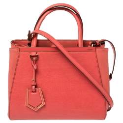 Pre Owned Fendi Orange Leather Mini 2jours Tote