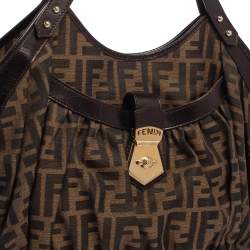 Pre Owned  Fendi Tobacco Zucca Canvas and Leather Borsa Chef Tote