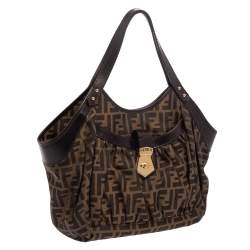Pre Owned  Fendi Tobacco Zucca Canvas and Leather Borsa Chef Tote