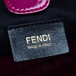 Pre Owned Fendi Black Zucchino Canvas and Patent Leather Hobo